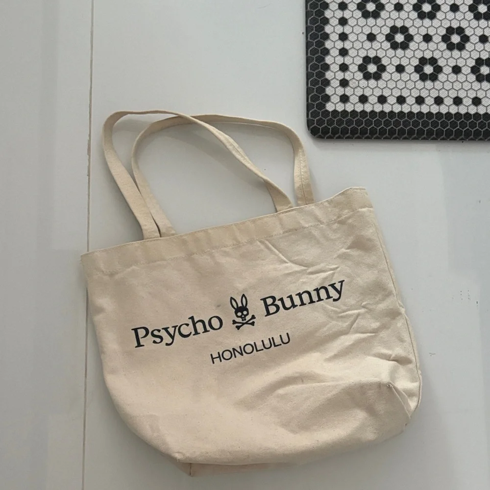 Psycho Bunny Cream Tote Bag - Picture 1 of 5